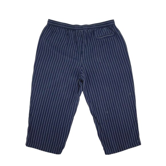 Eileen Fisher Womens Plus Size 2X Striped Tencel Cropped Pants Navy Lagenlook - Picture 2 of 8